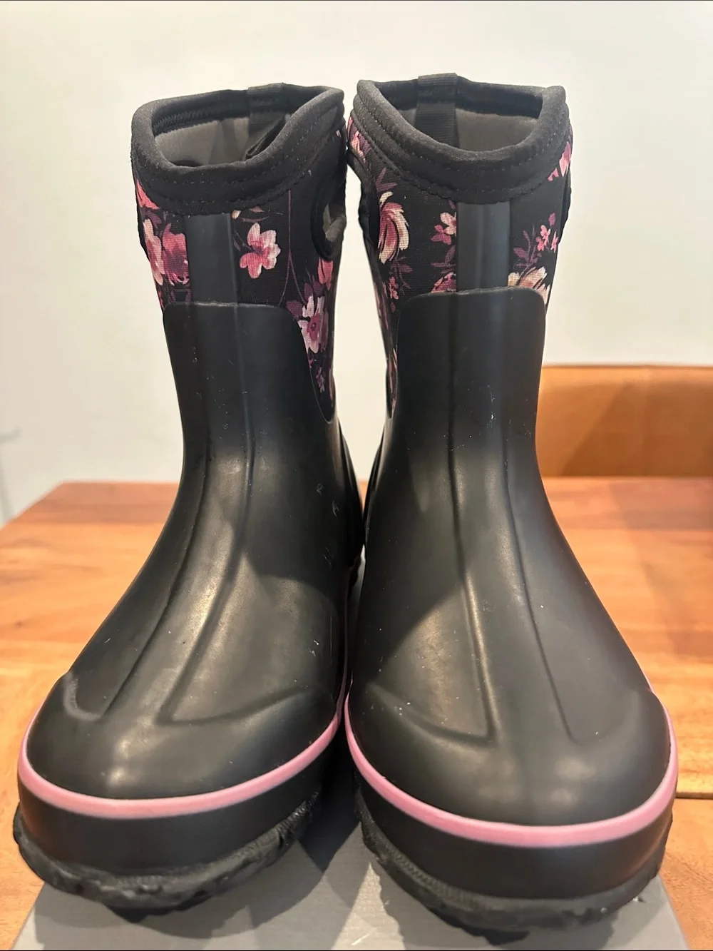 Bogs Floral Black & Pink Neoprene Rain Boots